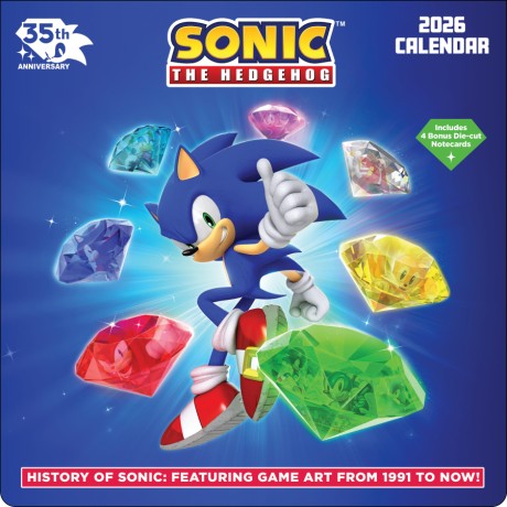 Cover image for Sonic the Hedgehog 35th Anniversary 2026 Wall Calendar with 4 Bonus Notecards